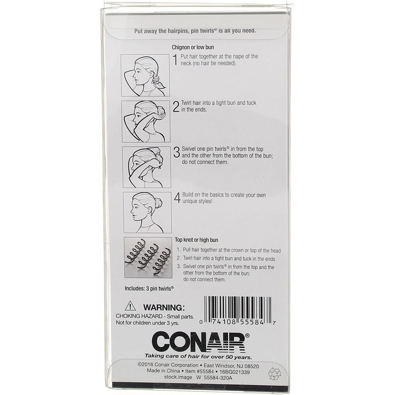 Conair Pin Twirls Firm Hold Metal Pins, 3 ct