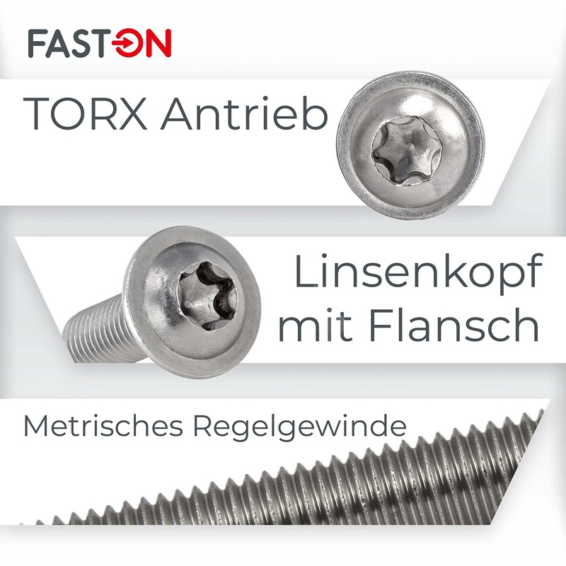 Rounded Head Screws with Flange and Hexalobular Socket M8 x