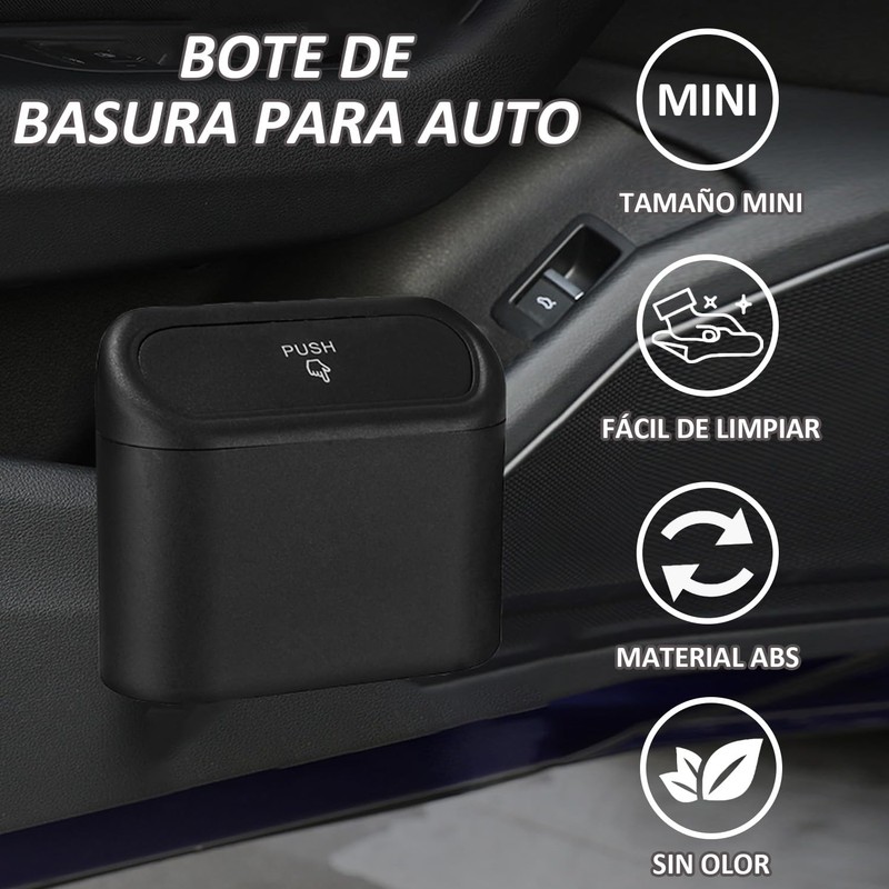 2 Cubo de Basura para Coche con Tapa, Mini Bote