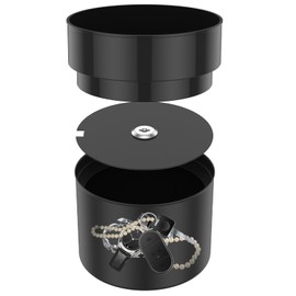 Flower Pot Diversion Safe with Key Lock - Hidden Lock Box for Valuables, Cash, Jewelry, Keys, Rings - Secret Hiding Spot (Black, Plants Not Included)