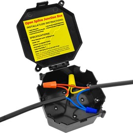 MIARALA Black Open Splice Junction Box (Single), Electrical Splice Box Wire Junction Box with Cover V0 Flame Retardant Rating(Highest Level)