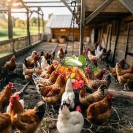 MatodiSan Hanging Chicken Feeder - 11.8 Inch, Poultry Vegetable Fruits Feeder Basket for Coop (1pcs)