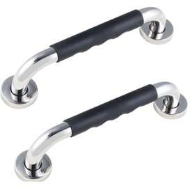 LSWYYP 2 Pack 13 Inch Grab Bars for Shower,304 Stainless Steel Rail Toilet Shower Safety Bars,Anti-Slip Shower Handles with Black Silica Gel Grab Bars for Elderly Senior