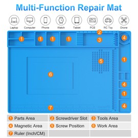 STREBITO Silicone Soldering Mat Electronics Mat, Solder Pad Heat Resistant 932°F, Magnetic Work Mat Silicone Repair Mat for Soldering, Computer, Laptop, Cell Phone, RC, Watch, Gun, Size 17.7" x 11.8"