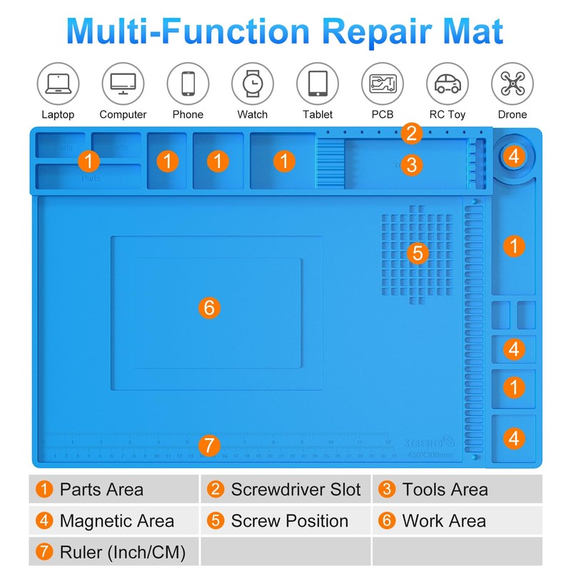 STREBITO Silicone Soldering Mat Electronics Mat, Solder Pad Heat Resistant