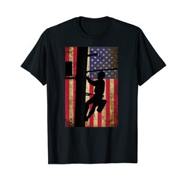 Lineman American Flag Shirt | Electric Cable Lineman Gift