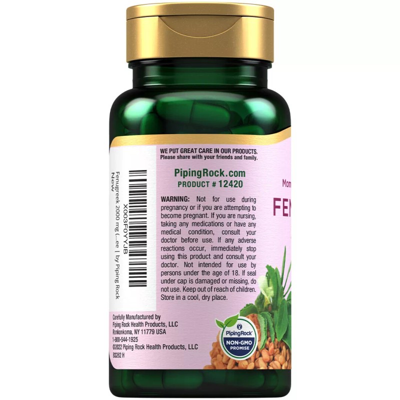 Piping Rock Fenugreek Seed Extract | 2000mg | 100 Capsules