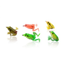 UFISH Soft Frog Fishing Lure Set, Bass Topwater Frog Legged Bait Fishing Sets - Top Water Bass Lure – Artificial Topwater Lures - Colorful Assorted Frog Tackle Kit Ideal for Fresh Water (5)