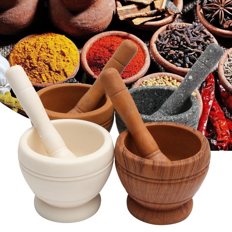 Resin Pestle & Mortar Set Garlic Herb Spice Mixing Grinder