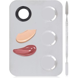Espátula de Paleta de Maquillaje, Paleta de Mezcla de Maquillaje, Acero Inoxidable con Herramienta de Espátula, para Mezclar Base, Sombra de Ojos, Lápiz Labial