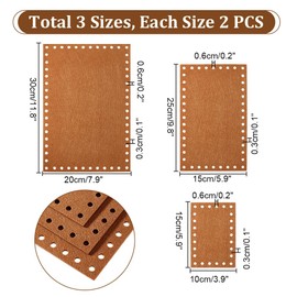 PH PandaHall 6pcs Felt Bag Bottom for Crochet, 3 Sizes Rectangle Bag Pad Cushion Base Shaper 15/25/30cm Crochet Bag Bottom Shaper with Holes for DIY Crochet Bag Shoulder Bags Purse Making, Camel