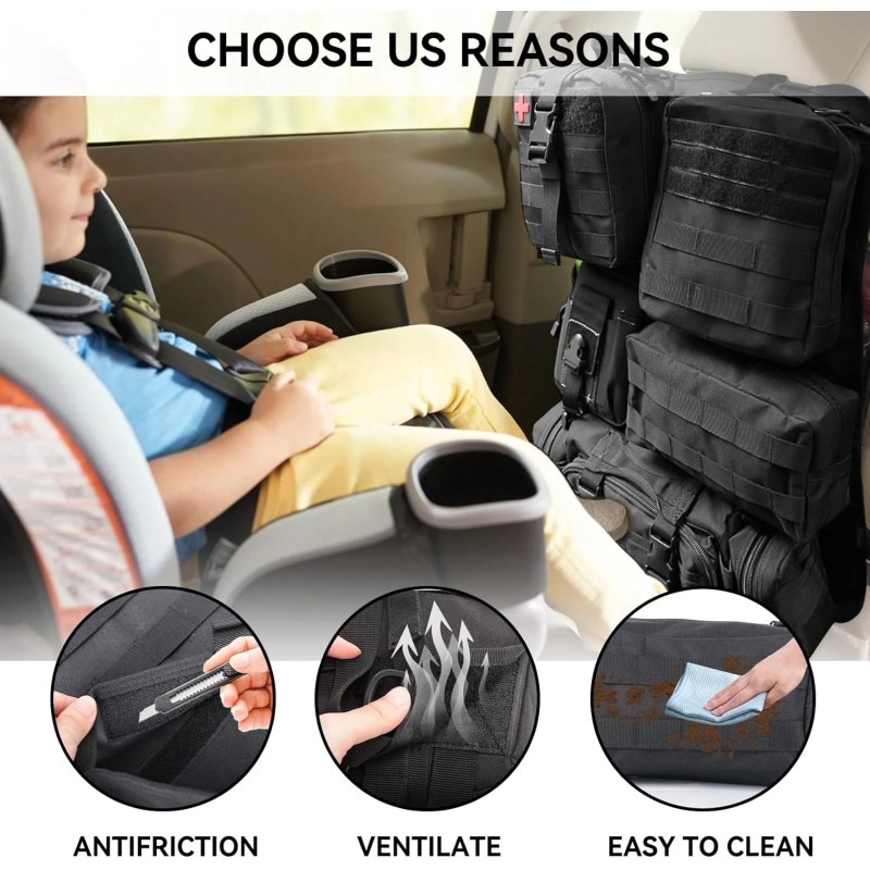 Unbranded Universal Car Seat Back Molle Panel Organizer with 5