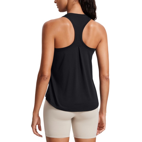 CRZ YOGA Womens Racerback Yoga Tank Tops High Crewneck Soft
