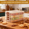BOUTICOL 4-Layer Stackable Cookie Container with Lids, Portable Plastic Airtight