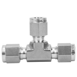 Codo de Compresión en T, Racores de Tubo, Conector Adaptador de Diámetro Igual, Forjado en Acero Inoxidable 316 SS-600-3 (1/4"), Componentes Auxiliare