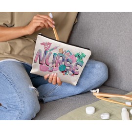 uinwk Trendy Nurse Makeup Bag, Nurse Gifts for Women, Nurse Appreciation Gifts, Registered Nurse RN Gifts, Nurse Practitioner Gifts for Women Cosmetic Bag, Nurse Graduation Gifts, Nurse Makeup Pouch