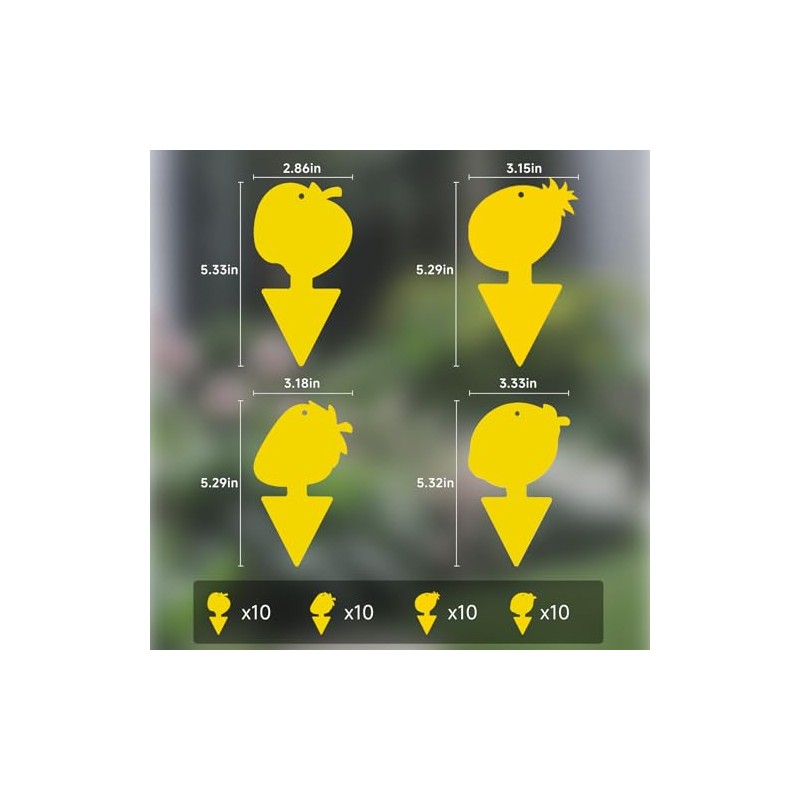 40 Pack Yellow Sticky Traps for Fruit Flies and Gnats