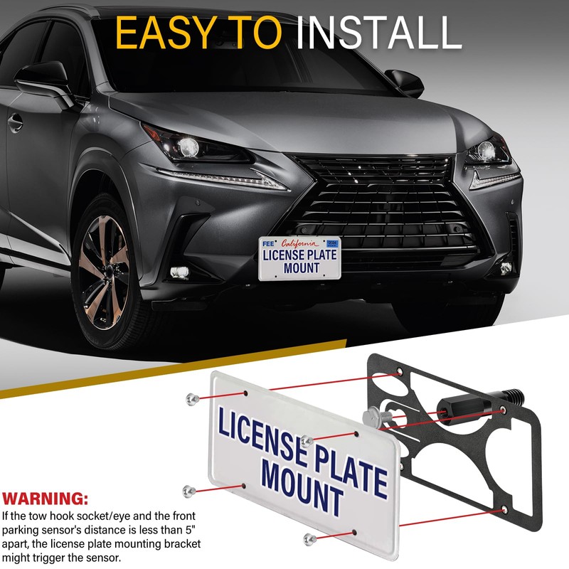 No Drill License Plate Holder Compatible with Lexus GS 2013-2020