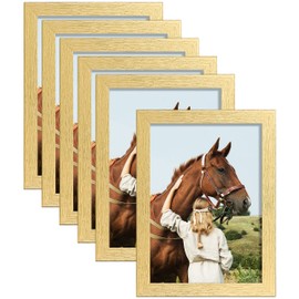 ELSKER&HOME 5x7 Picture Frame Gold Set of 6 - Multi Photo Frames Collage with HD Real Glass for Table Top or Wall Mount Display