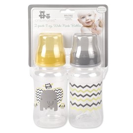 Cribmates 2 Piece Wide Bottle Elephant Zigzag, Grey/Yellow