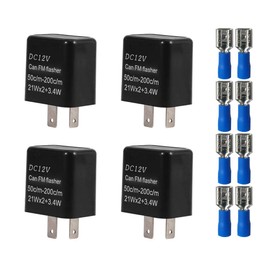 Gebildet 4 x Universal 12 V 2-Pin Flashing Relay, Car Motorcycle Electronic LED Indicator Light Relay, Relay with Regulator Indicator Flashing, Speed Adjustable (Black)