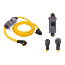 NEMA 14-50P to 14-50R 15 Feet Hydraulic Magnetic Circuit Breaker ON Off Switch Current Protector 240V 50 Amp 3 Prong Male Plug to 3 Prong Female Outlet Receptacle Power Cord Adapter