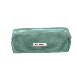 LEYILE Corduroy Pencil Case Stationery Bag Large Capacity Pencil Case Makeup Bag School Office Supplies for Students, light green