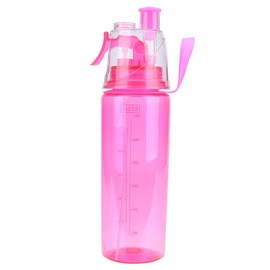 600ml Portable Sport Water Bottle with Straw & Strap Flip Top Leak Proof Water Bottle Non-Toxic BPA Free & Eco-Friendly Clear Plastic Spray-Head Cup for Sports School Cycling Camping Hiking