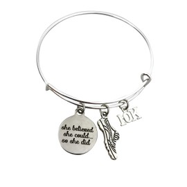 10K Running Gift Adjustable Bangle Charm Bracelet Jewelry She Believed She Could so She Did
