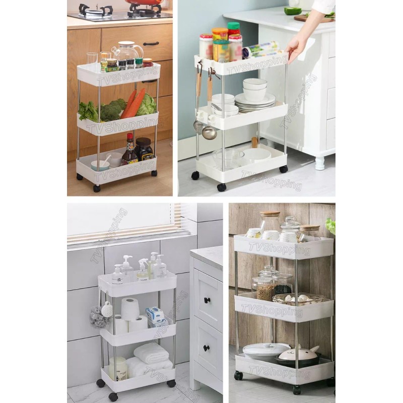 TvShopping Carrito 3 Niveles Almacenamiento Organizador Con Ruedas Abc