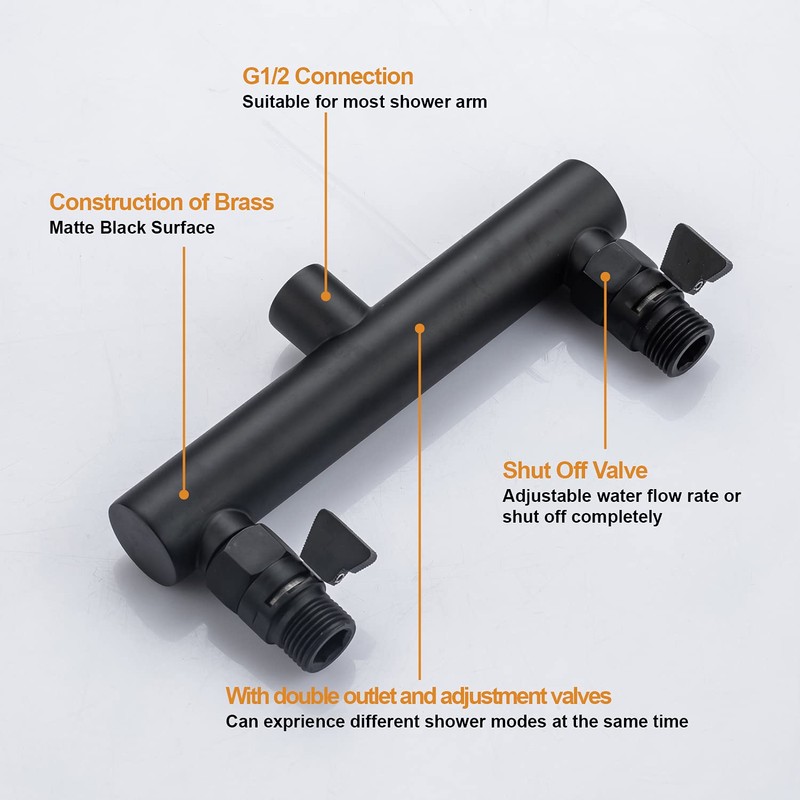 High Pressure Double Shower Head with Shut-Off Valve and Shower