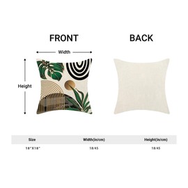 Yxuiyal Mid Century Pillow Covers 18x18 Set of 2 Green Gold Black Leaf Throw Pillow Covers Outdoor Decor Boho Modern Abstract Tropical Leaf Pillowcase Farmhouse Decorative Cushion Case for Home Sofa