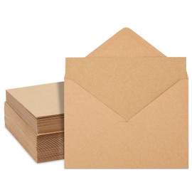 50 Pack Kraft Postcards with Brown Envelopes for Open When Letters, Birthday Greeting Cards, Happy Holidays, A7 (5x7 In)