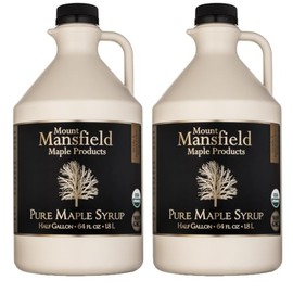 Mansfield Maple Certified Organic Pure Vermont Maple Syrup in Plastic Jug Grade A Dark Robust, Gallon (Ships as 2 Half Gallons)