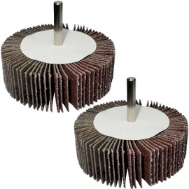 AERZETIX - C49595 - Set of 2 - Flap Sandpaper Grit 60 - Wheel Diameter 80 mm Diameter Shank 6 mm - Flap Sander on Shaft for Drill - Sandpaper Disc for Sanding