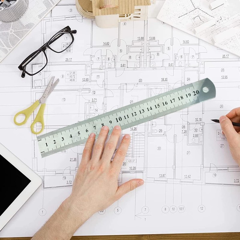 KIPTVO 4PCS Metal Ruler, Ruler Stainless Steel Ruler 15cm 20cm