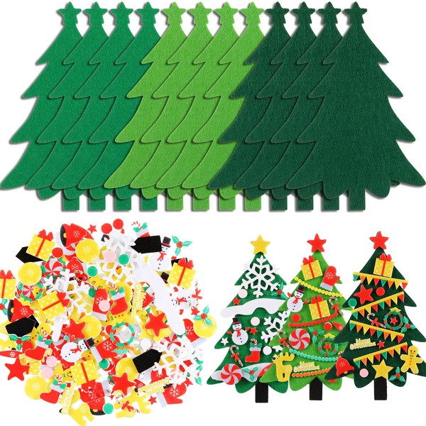 Tatuo DIY Felt Christmas Tree and Ornaments Felt Kids Party Favors Stickers for Kids Home Door Wall Hanging Christmas Tree Craft Decorations (24)