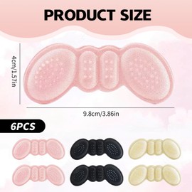 DEFGNOP Fersenpolster Schuheinlagen,Selbstklebend Fersenschutz Fersenkissen für zu große Schuhe & Stiefel Schuhfüller Heel,Gegen Reibung Heel Pads für Männer Frauen(2 Schwarz/2 Beige/2 Rosa)