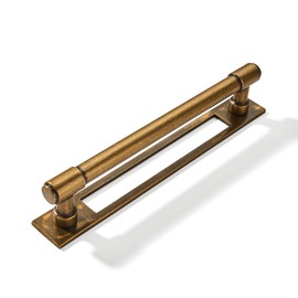 khtumeware 5 Pack 5 inch (128 mm) Center to Center Antique Brass Cabinet Pull Backplate with Base Plate Zinc Vintage Kitchen Cabinet Handles Drawer Pulls Cabinet Hardware