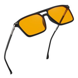 ZIHVEUC Amber 99% Blue Light Blocking Computer Reading Glasses Orange Lens for Better Sleep, Eye Strain Men Women Sun Readers（Black,200