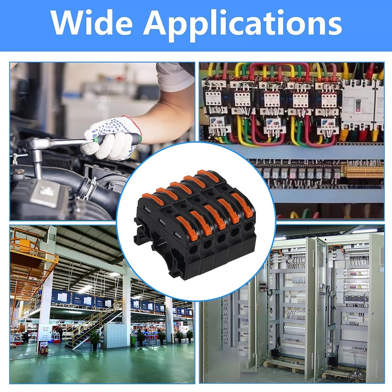 MELIFE 50PCS DIN Rail Terminal Blocks Kit, Universal Compact Lever