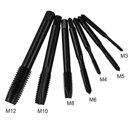 Gasea 7pcs Spiral Point Tap Set Nitriding Coated HSS 6542 Metric Thread Tapping Tool Drill Bits Set M3 M4 M5 M6 M8 M10 M12