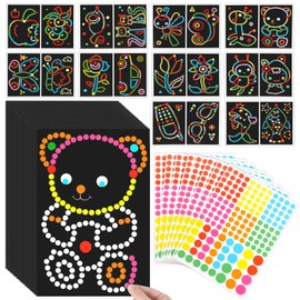 20 Sheets Dotty Sticker Art Dotty Picture Art Decoration Stickers Dot Stickers Assorted Colour Dotty Art Supplies for Kids School Arts and Crafts Project (20 Patterns)