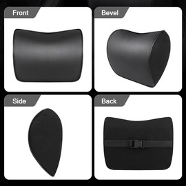 YOUDAXIN 2 Pack Car Leather Neck Pillow, Neck Rest Cushion， Memory Foam and Breathable Removable Cover, Stress-reducing, Anti-Fatigue (Black 2 Pack)