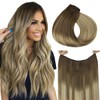 hotbanana Wire Hair Extensions, 14 inch 75g Walnut Brown to