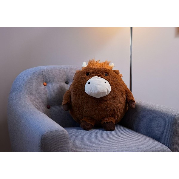 Warmies Highland Cow Supersized Soft Plush Toy Cushion, Cuddly Animals