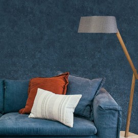 Wallpaper Peacock Dark Blue Distressed wallcoverings Faux Concrete Textured roll