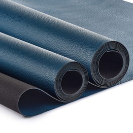Faux Leather 2 Yards Upholstery Leather 1.2mm Thick Marine Grade Vinyl 54" x 72"Faux Leather Sheets Soft PU Faux Synthetic Leather Pleather Fabric (Blue_Litchee Pattern_2 Yards)