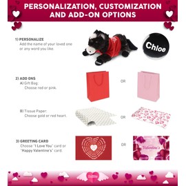 DolliBu I Love You Plush Lying Black Horse - Cute Stuffed Animal with Shirt and with Name Personalization for Valentines, Anniversary, Romantic Date - 10.5 Inches