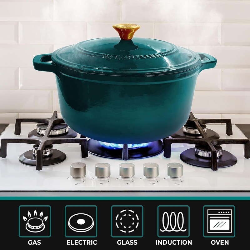 MUELLER HOME 4.5 QT Enameled Cast Iron Dutch Oven, Heavy-Duty